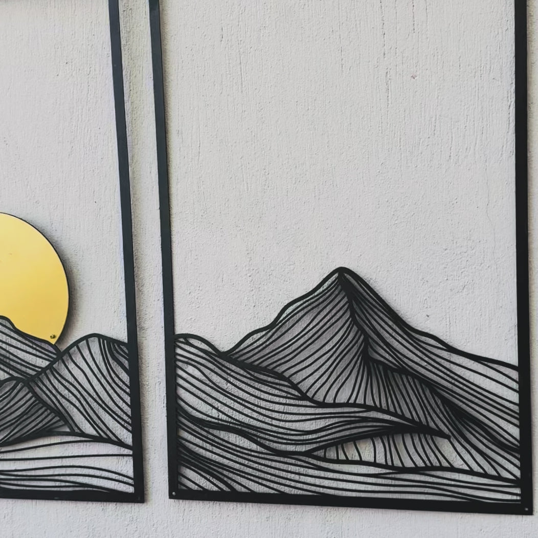 Premium 16-gauge steel mountain wall decor in minimalist design