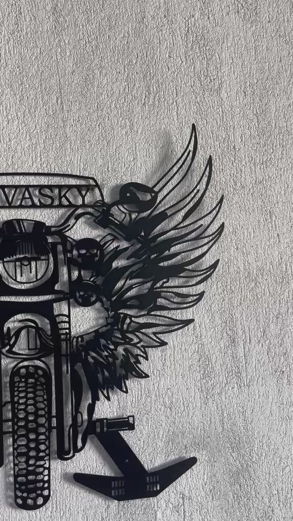 Metal Motorcycle Wall Art, Helmet Holder