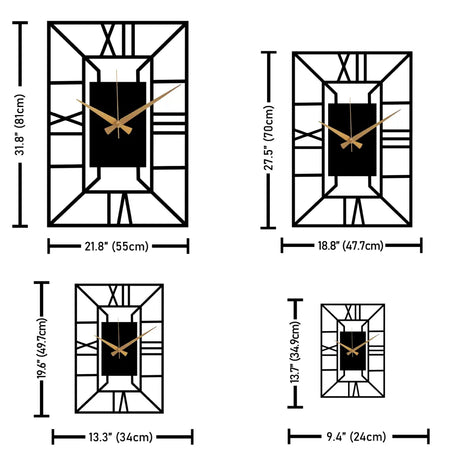 Rectangle Metal Wall Clock - BrossHome Metal Wall Art