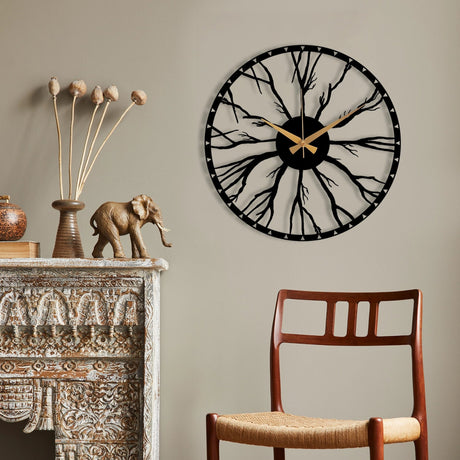 ROOT ENCLOSED METAL WALL CLOCK - BrossHome Metal Wall Art
