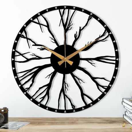 ROOT ENCLOSED METAL WALL CLOCK - BrossHome Metal Wall Art