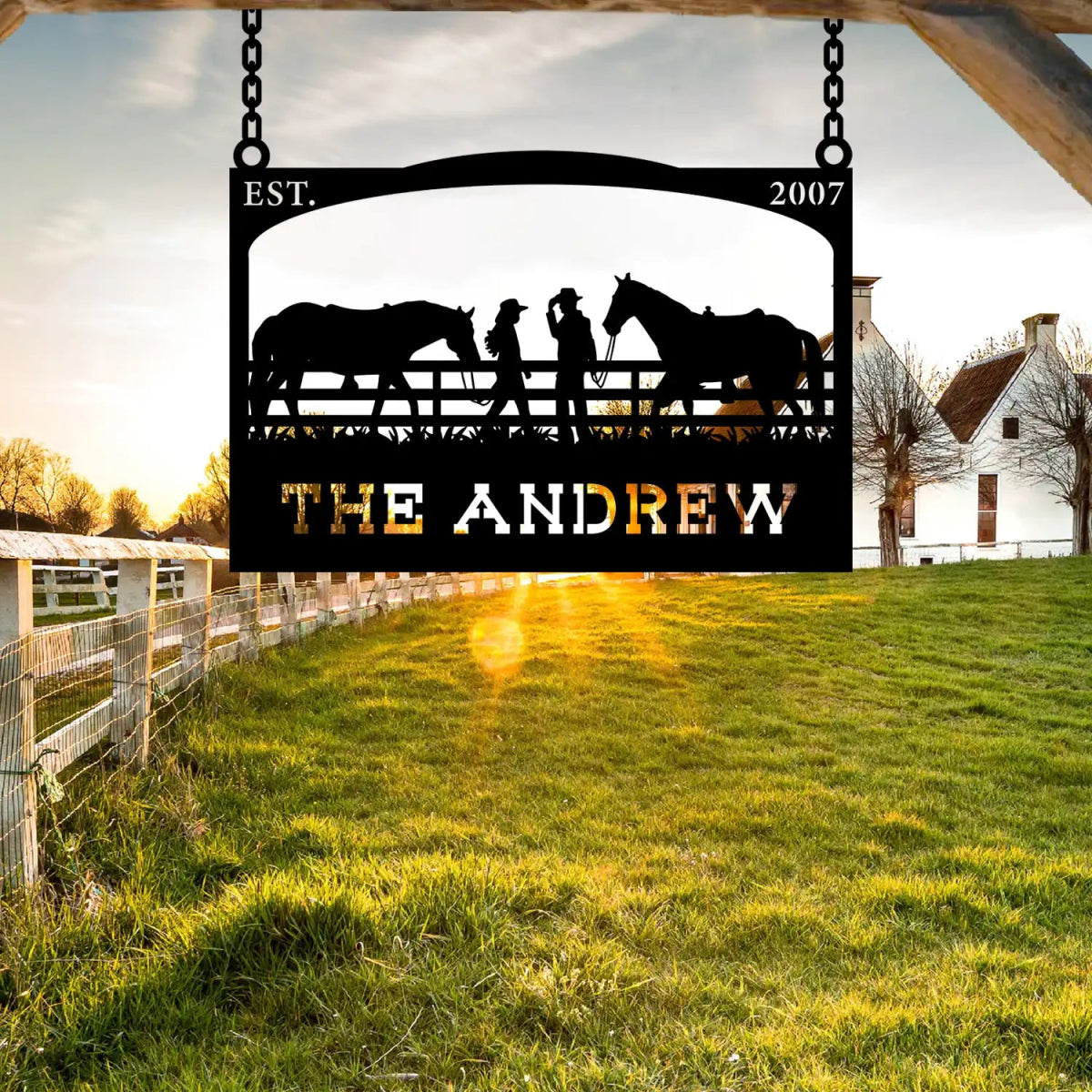 Rustic Outdoor Metal Sign for Cowboys and Horses - BrossHome Metal Wall Art