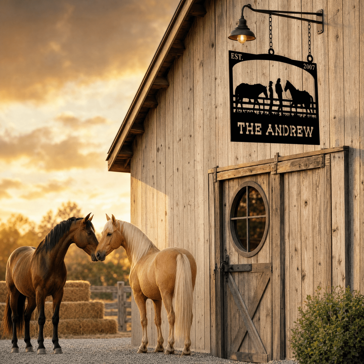 Rustic Outdoor Metal Sign for Cowboys and Horses - BrossHome Metal Wall Art