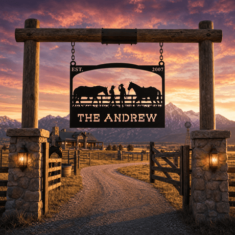 Rustic Outdoor Metal Sign for Cowboys and Horses - BrossHome Metal Wall Art