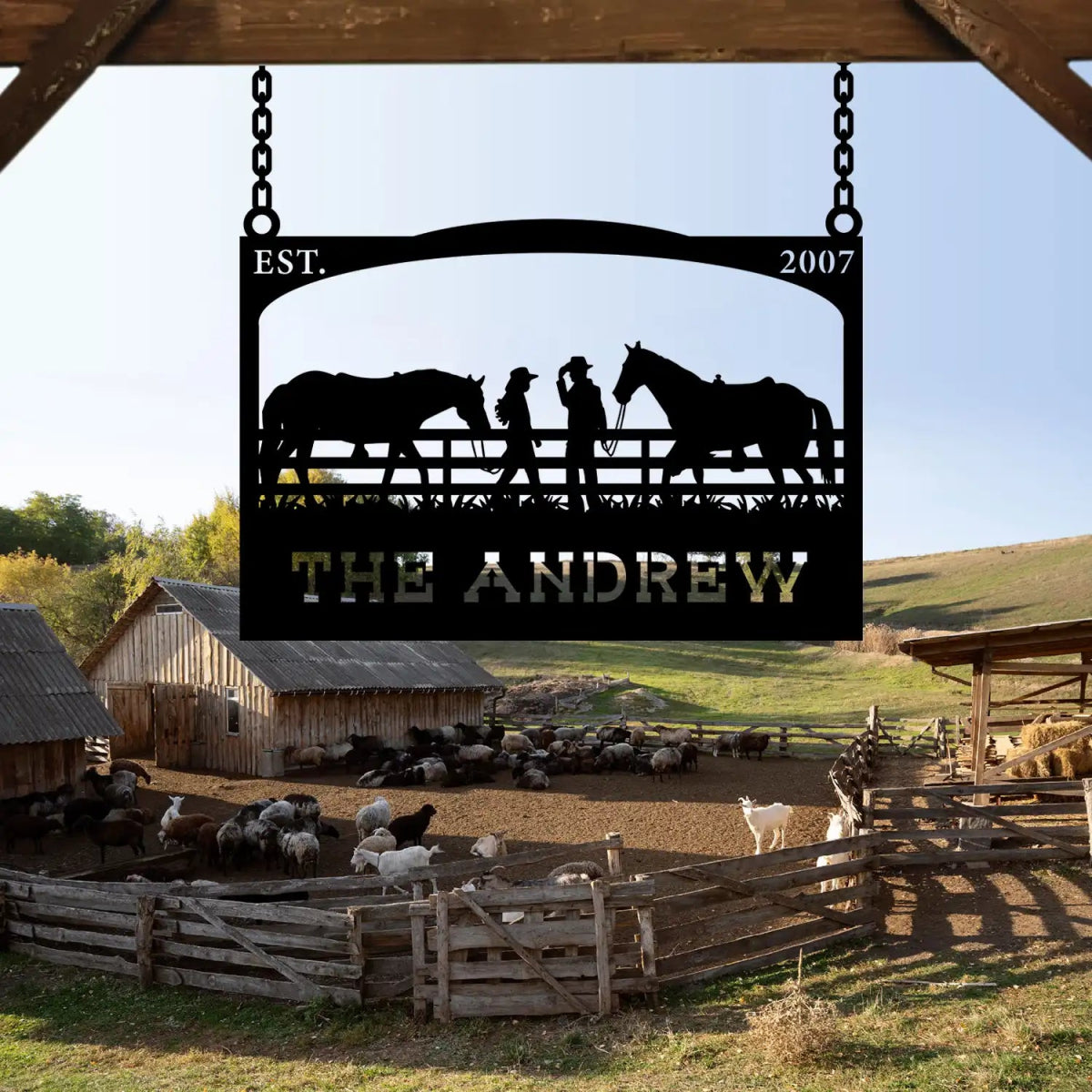 Rustic Outdoor Metal Sign for Cowboys and Horses - BrossHome Metal Wall Art