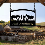 Rustic Outdoor Metal Sign for Cowboys and Horses - BrossHome Metal Wall Art