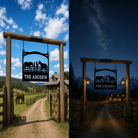 Rustic Outdoor Metal Sign for Cowboys and Horses - BrossHome Metal Wall Art