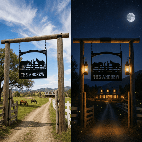 Rustic Outdoor Metal Sign for Cowboys and Horses - BrossHome Metal Wall Art