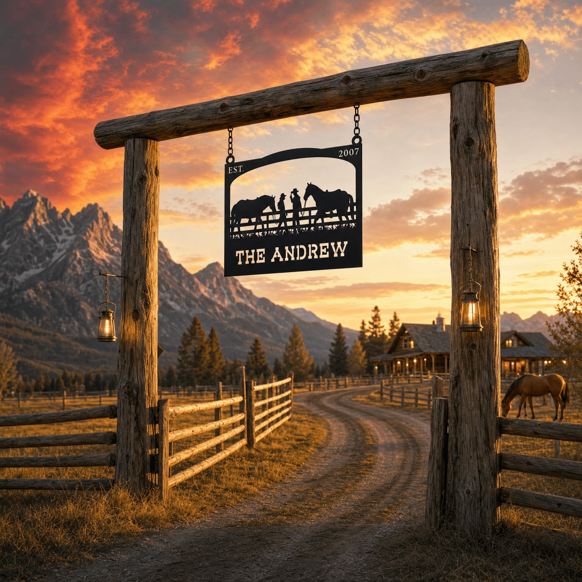Rustic Outdoor Metal Sign for Cowboys and Horses - BrossHome Metal Wall Art