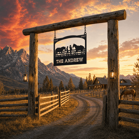 Rustic Outdoor Metal Sign for Cowboys and Horses - BrossHome Metal Wall Art