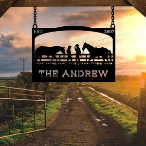 Rustic Outdoor Metal Sign for Cowboys and Horses