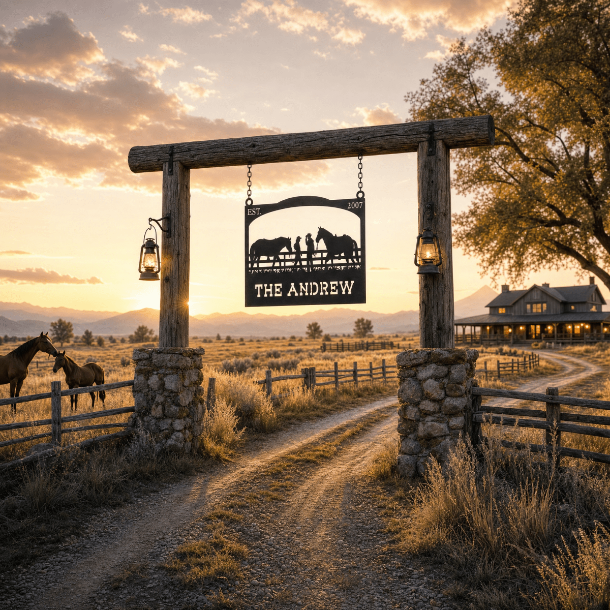 Rustic Outdoor Metal Sign for Cowboys and Horses - BrossHome Metal Wall Art