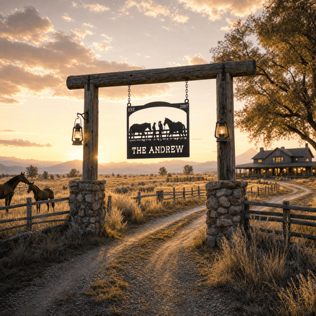 Rustic Outdoor Metal Sign for Cowboys and Horses - BrossHome Metal Wall Art