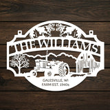 Rustic Tractor and Farm Entrance Sign - The Williams EST 1940s - BrossHome Metal Wall Art