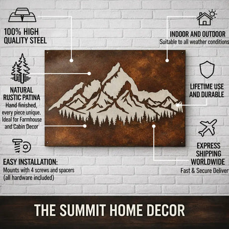 Rusty Mountain Metal Wall Art - BrossHome Metal Wall Art