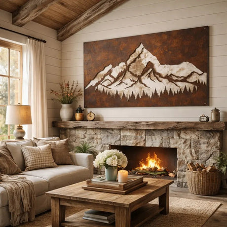 Rusty Mountain Metal Wall Art - BrossHome Metal Wall Art