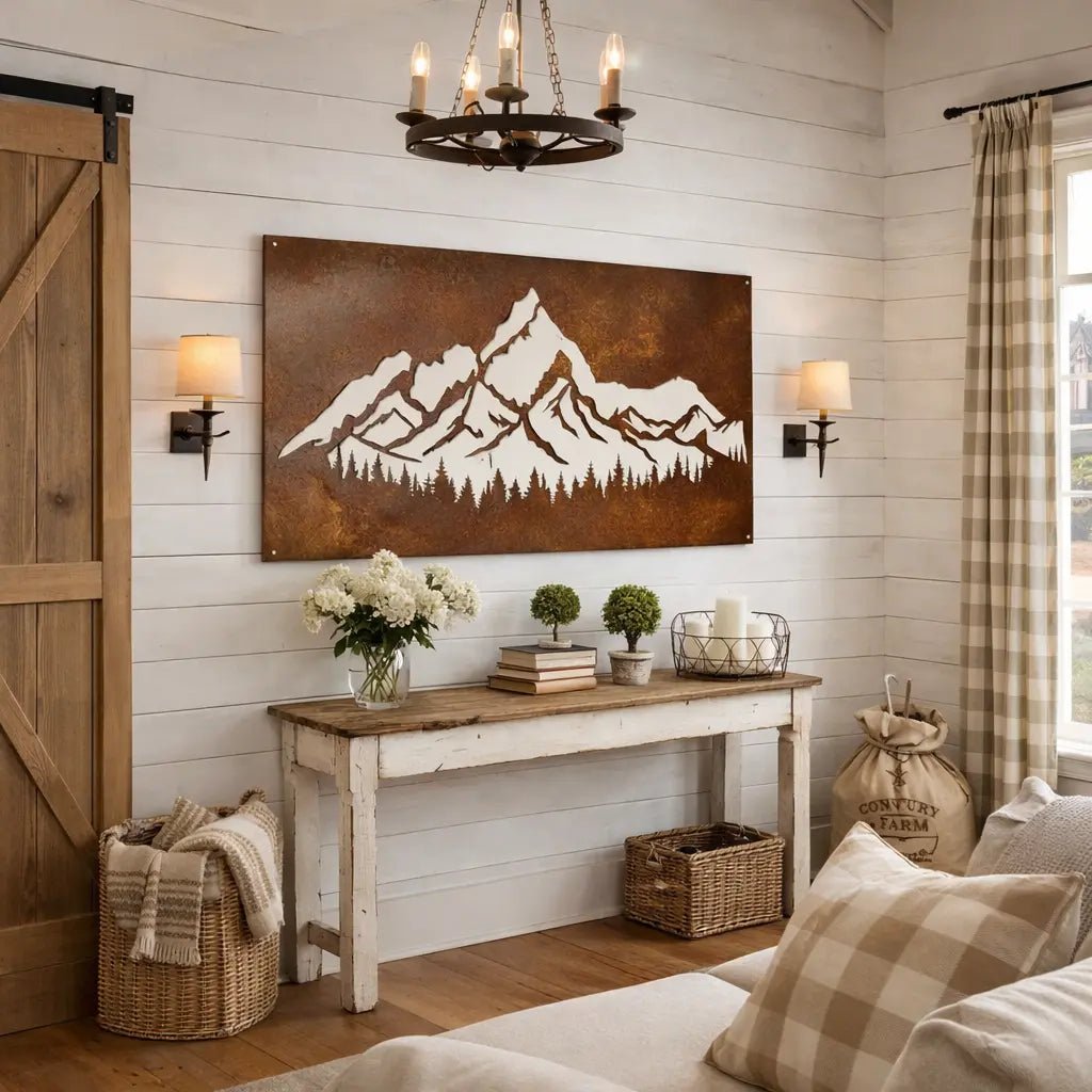 Rusty Mountain Metal Wall Art - BrossHome Metal Wall Art