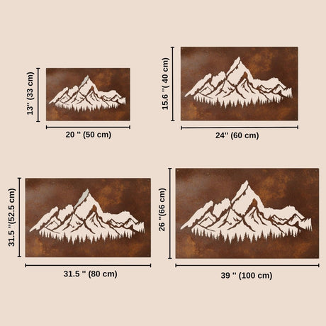 Rusty Mountain Metal Wall Art - BrossHome Metal Wall Art