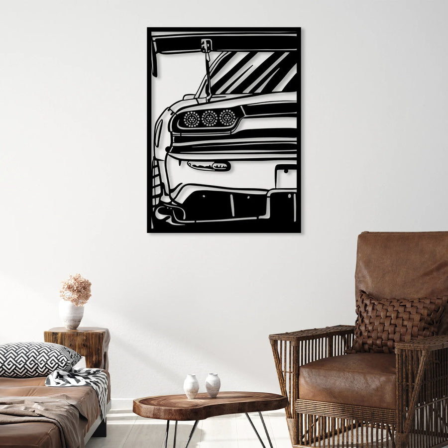 RX7 Car Silhouette Metal Wall Art (The Back View) - BrossHome Metal Wall Art