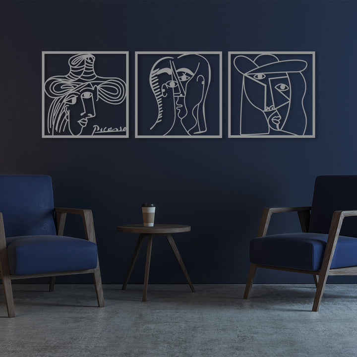 Picasso Faces Metal Wall Art (Set of 3)