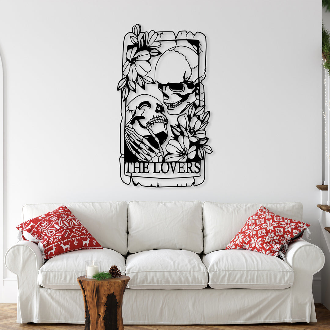 Skulls Kissing, Skeletons Couple In Love Metal Wall Art