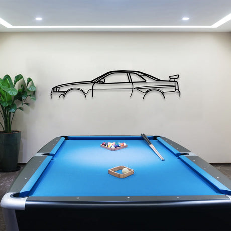 Skyline R34 Car Silhouette Metal Wall Art - BrossHome Metal Wall Art