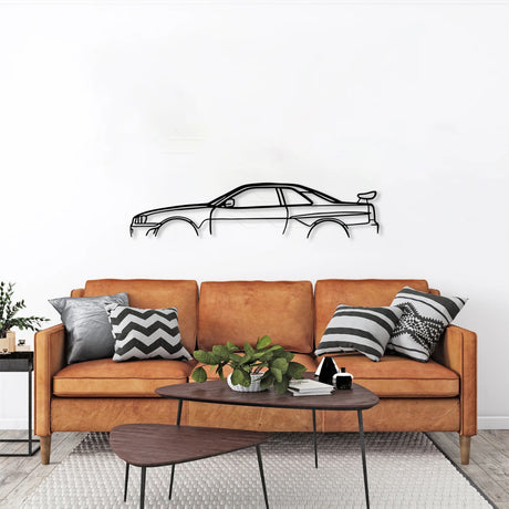 Skyline R34 Car Silhouette Metal Wall Art - BrossHome Metal Wall Art