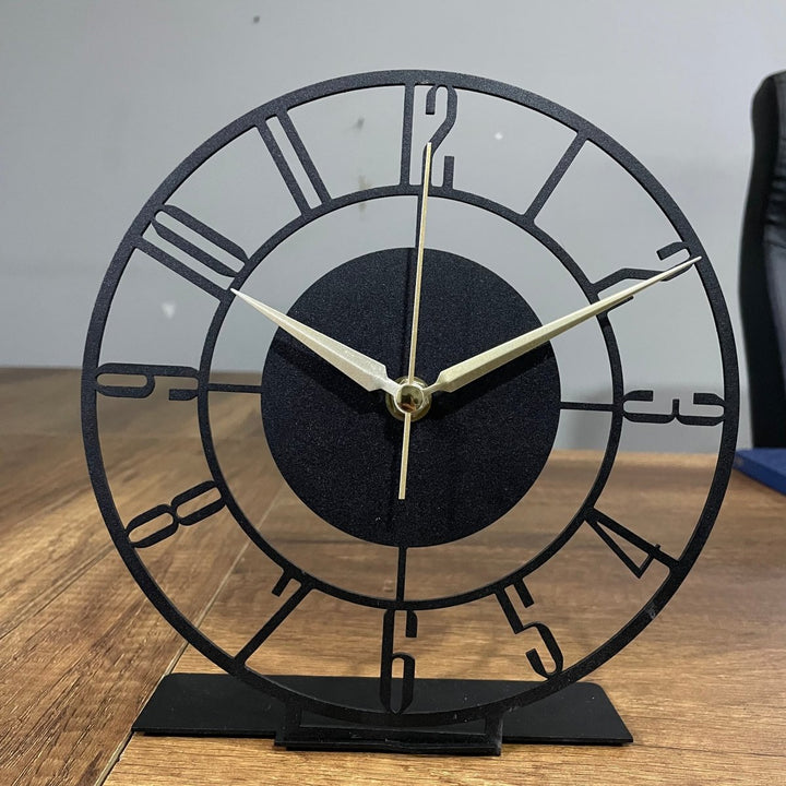 Small Modern Black Tabletop Clock - BrossHome Metal Wall Art