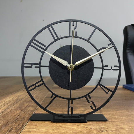 Small Modern Black Tabletop Clock - BrossHome Metal Wall Art