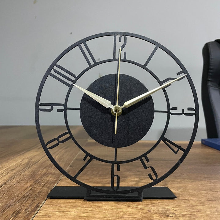 Small Modern Black Tabletop Clock - BrossHome Metal Wall Art