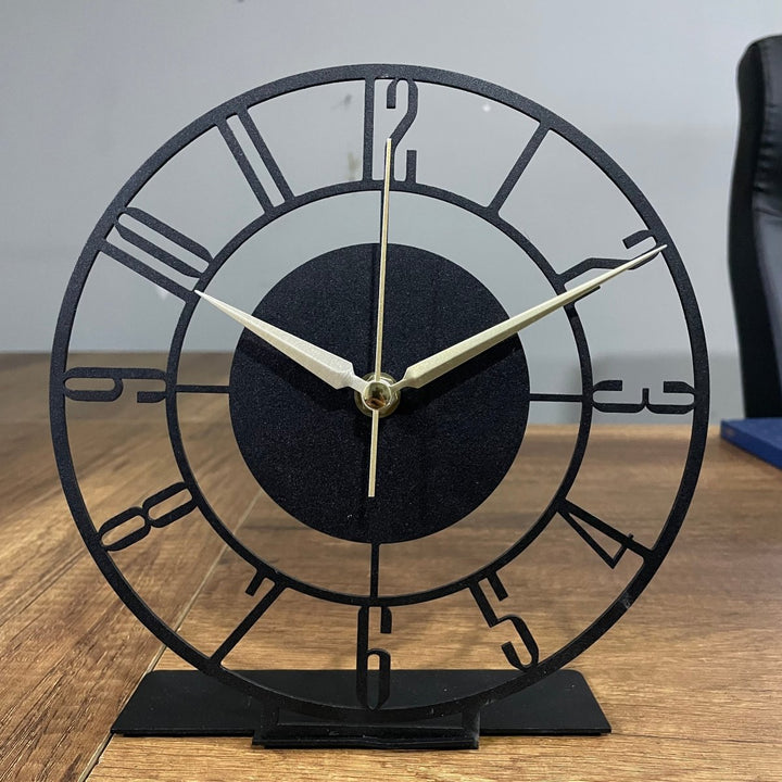 Small Modern Black Tabletop Clock - BrossHome Metal Wall Art