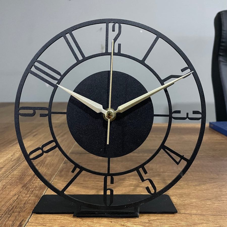 Small Modern Black Tabletop Clock - BrossHome Metal Wall Art