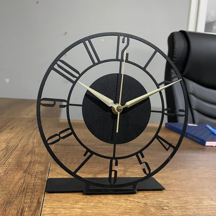 Small Modern Black Tabletop Clock - BrossHome Metal Wall Art