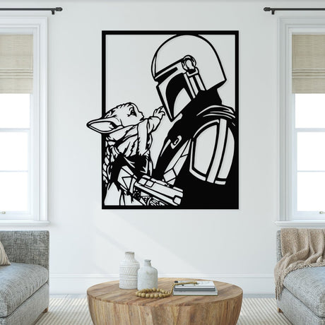 Space Warrior & Alien Child Metal Wall Art - BrossHome Metal Wall Art