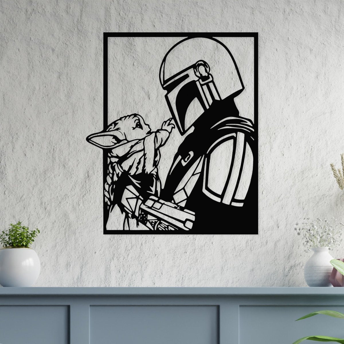 Space Warrior & Alien Child Metal Wall Art - BrossHome Metal Wall Art