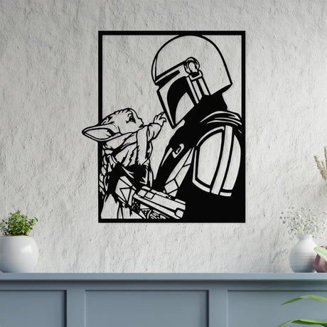 Space Warrior & Alien Child Metal Wall Art - BrossHome Metal Wall Art