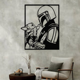 Space Warrior & Alien Child Metal Wall Art - BrossHome Metal Wall Art