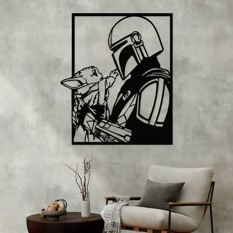 Space Warrior & Alien Child Metal Wall Art - BrossHome Metal Wall Art
