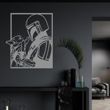 Space Warrior & Alien Child Metal Wall Art - BrossHome Metal Wall Art