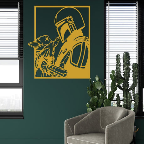 Space Warrior & Alien Child Metal Wall Art - BrossHome Metal Wall Art