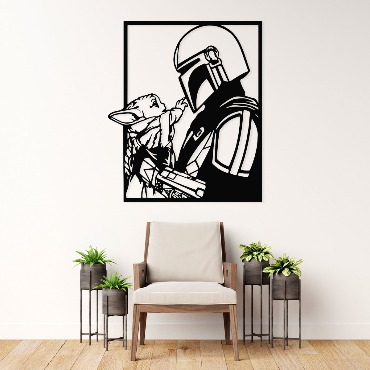 Space Warrior & Alien Child Metal Wall Art - BrossHome Metal Wall Art