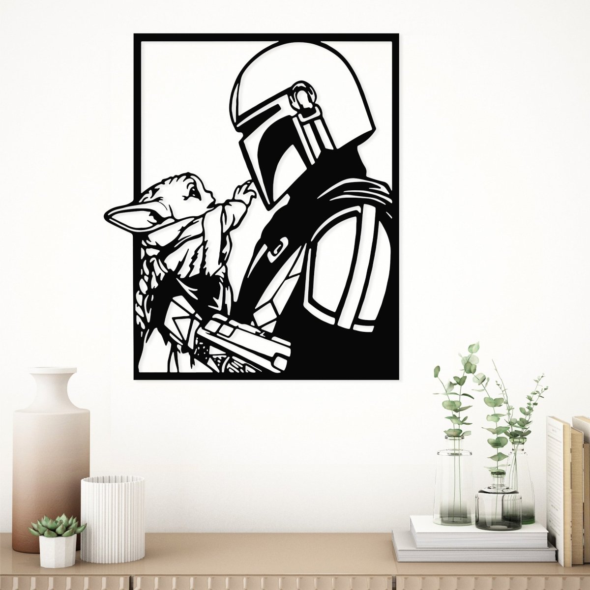 Space Warrior & Alien Child Metal Wall Art - BrossHome Metal Wall Art