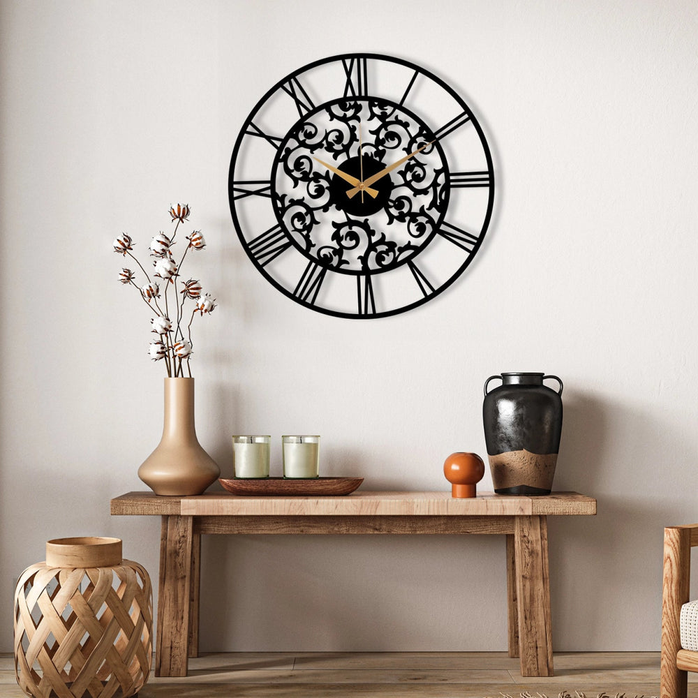 STYLISH EMBROIDERED METAL WALL CLOCK - BrossHome Metal Wall Art