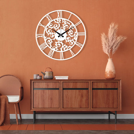 STYLISH EMBROIDERED METAL WALL CLOCK - BrossHome Metal Wall Art