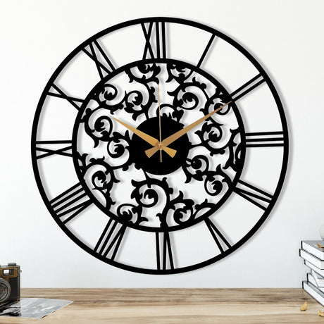 STYLISH EMBROIDERED METAL WALL CLOCK - BrossHome Metal Wall Art