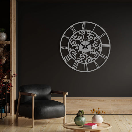 STYLISH EMBROIDERED METAL WALL CLOCK - BrossHome Metal Wall Art
