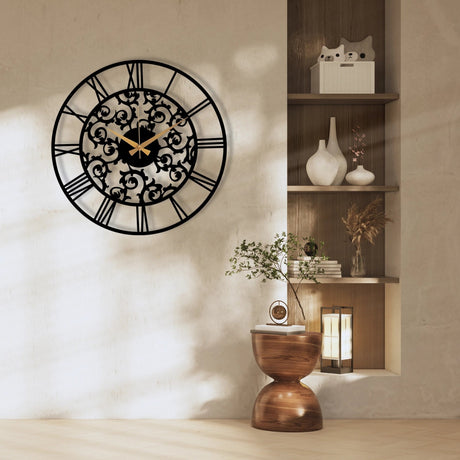STYLISH EMBROIDERED METAL WALL CLOCK - BrossHome Metal Wall Art