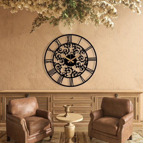 STYLISH EMBROIDERED METAL WALL CLOCK - BrossHome Metal Wall Art
