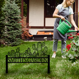 Stylish Personalized Cactus Metal Garden Sign - Custom Wall Art - BrossHome Metal Wall Art