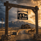 The Andrew Custom Metal Farm Sign - Cowboy and Horses Metal Farm Sign - BrossHome Metal Wall Art